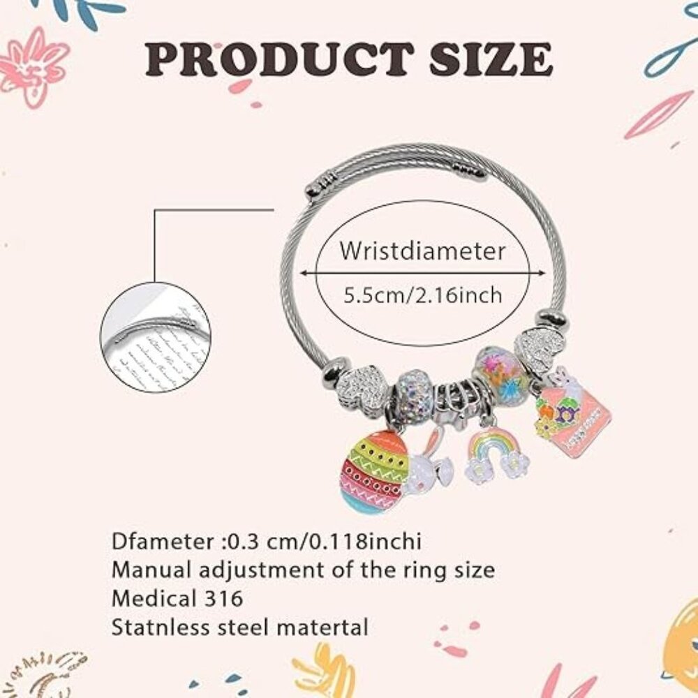 Easter Animal Silver Bracelets - Adjustable Charm… - image 2